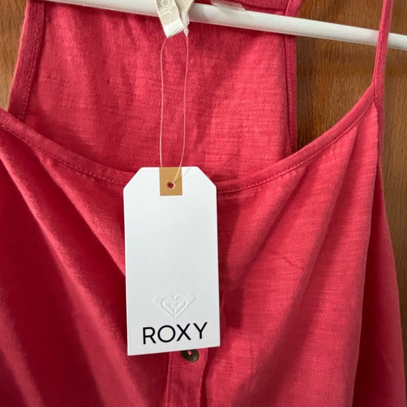 Roxy Havasu Slub Pink Cotton Jersey Peplum Cami Top Size Large - Picture 3 of 5